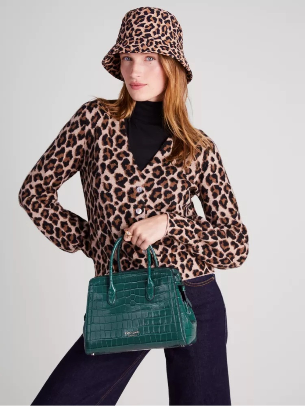 kate spade Knott Croc-Embossed Leather Medium Satchel